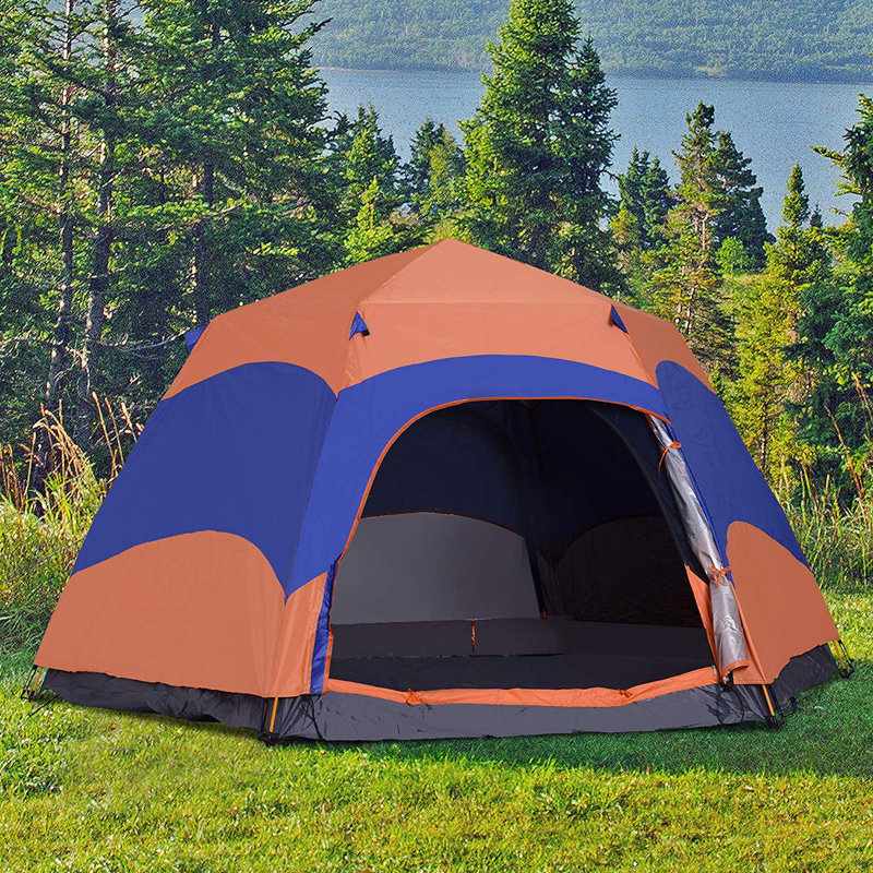 Outsunny 6 Person Double Layer Polyester Camping Tent A20 056